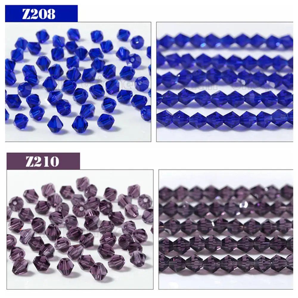 High quality multicolor wholesale loose Crystal Faceted beads 3mm 4mm 6mm bicone  beads manufacture