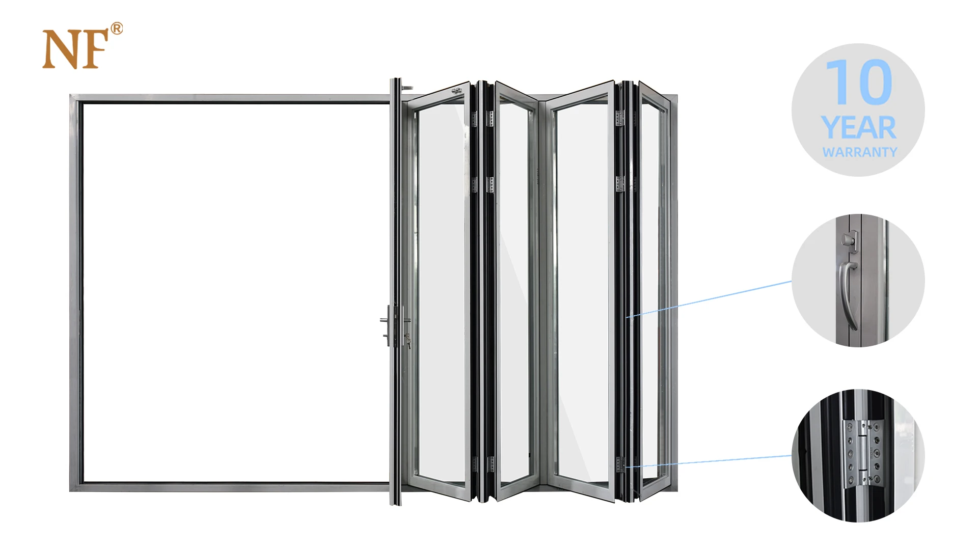 Exterior Aluminum Folding Doors Patio Door New Design Hurricane Impact