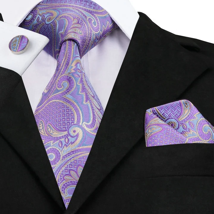 Custom Design Jacquard Woven Royal Purple Paisley Neckties Mens Ties ...