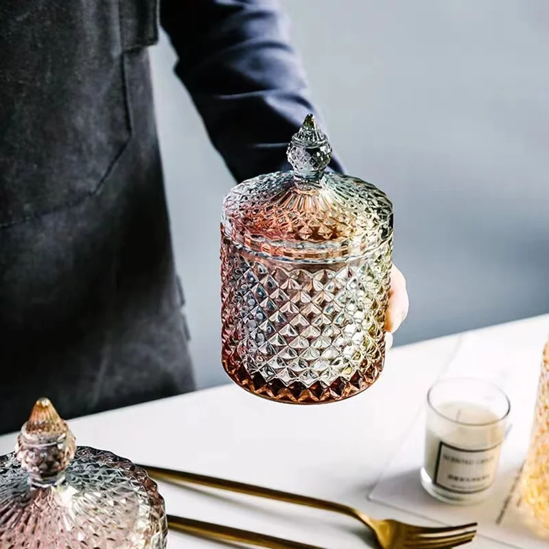 Wholesale 150ml 300ml Luxury Geo Candle Jars Glass With Lids For Candle