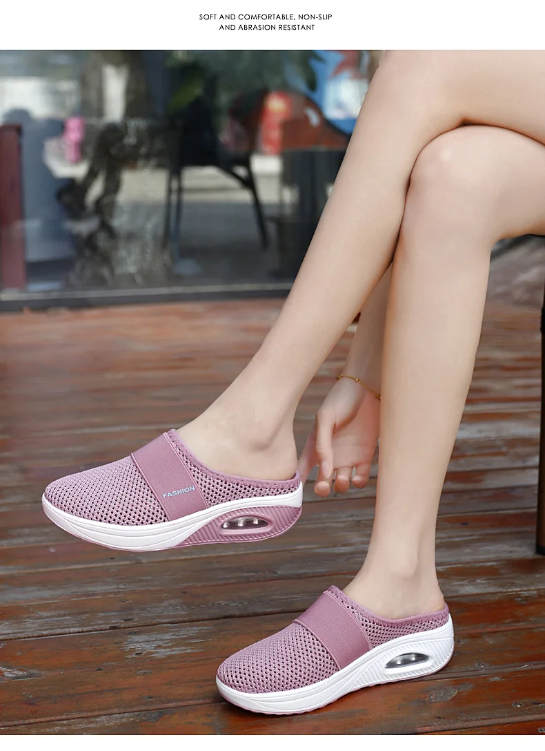 Spring and summer ultra light net surface breathable knit women's shoes leisure running travel air cushion women's fashion shoes