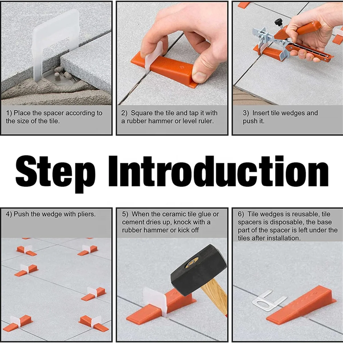 Factory White 100Pcs Stone Tile Leveling System Clips Ceramic Spacers 1mm 1.5mm 2mm 2.5mm 3mm 4mm 5mm