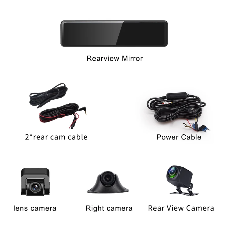 3 Cameras Dash Cam Carplay Android Auto 2.5K 2560*1440P Car Rearview Mirror  DVR