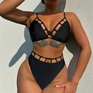 2026 Hollow Out Micro High Waisted Bikini Sexy Hot Black Swimsuit for Women