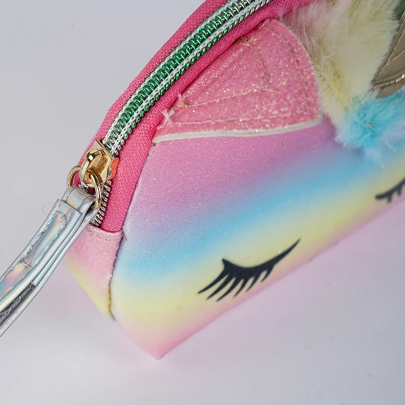 Factory Custom Kids Unicorn Small PU Pouch Beauty Cute Makeup Bag Cosmetic Bag for Girls