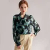 Tie neckline-black blue floral