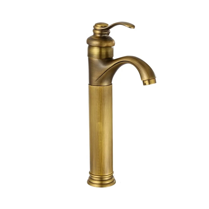 Antique Copper Bathroom Basin Faucet Cold and Hot Water Mixer Tap Sink Faucet Deck Mounted Single Handle Bathroom Faucet