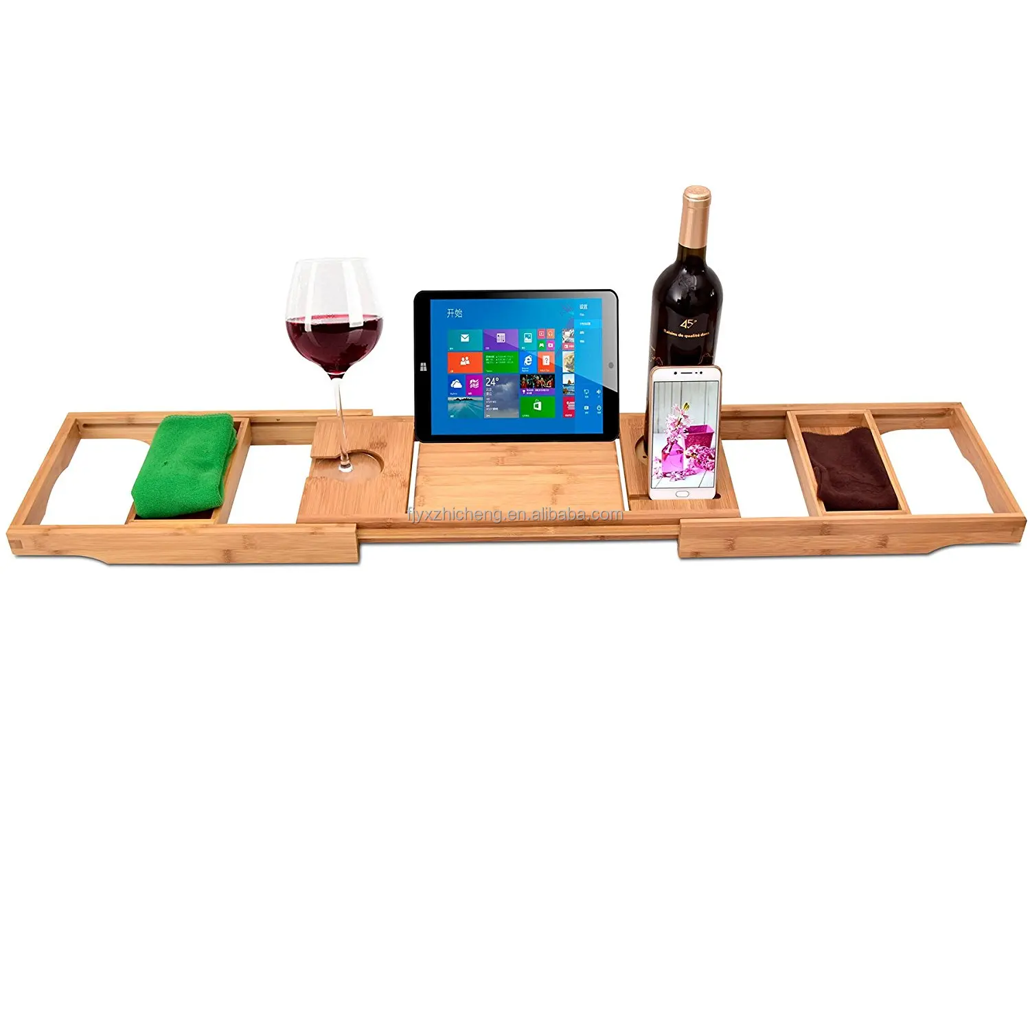 product unique house warming gifts bamboo luxury bathtub tray caddy expandable bath tray-0