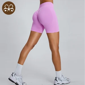 Seamless Three-quarter Fitness Shorts for Women with High Waist Sports Shorts Tight-fitting Quick-drying Yoga Shorts