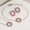Steel and colored rhinestone set