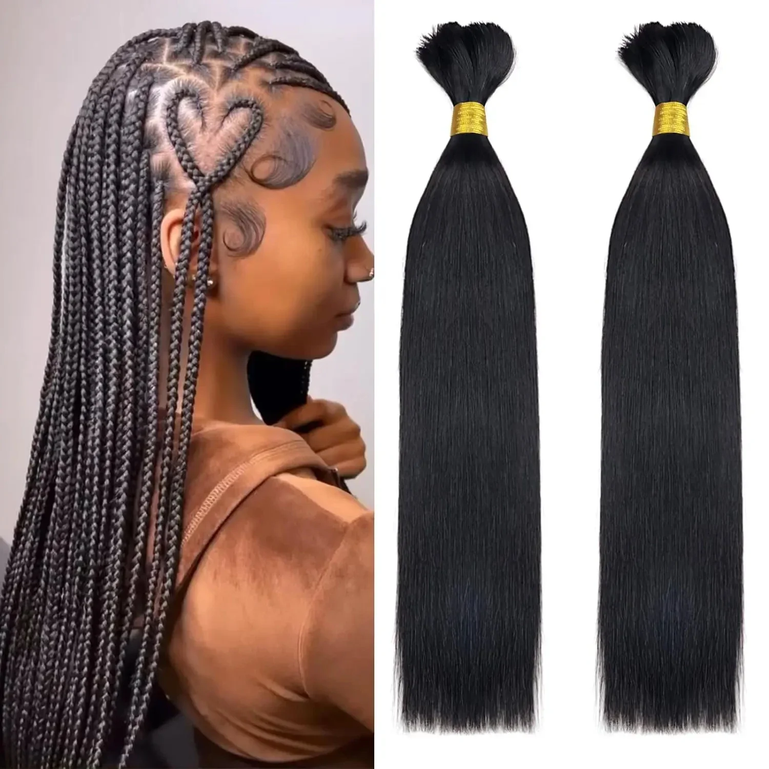 Bulk Human Hair For Braiding No Weft Straight 100% Virgin Unprocessed Micro Braids 20 Inch_voghion.com