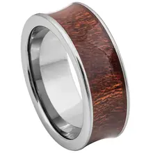 Classic Tungsten carbide ring koa wooden inlay silver plated men and women comfort it wedding couple ring