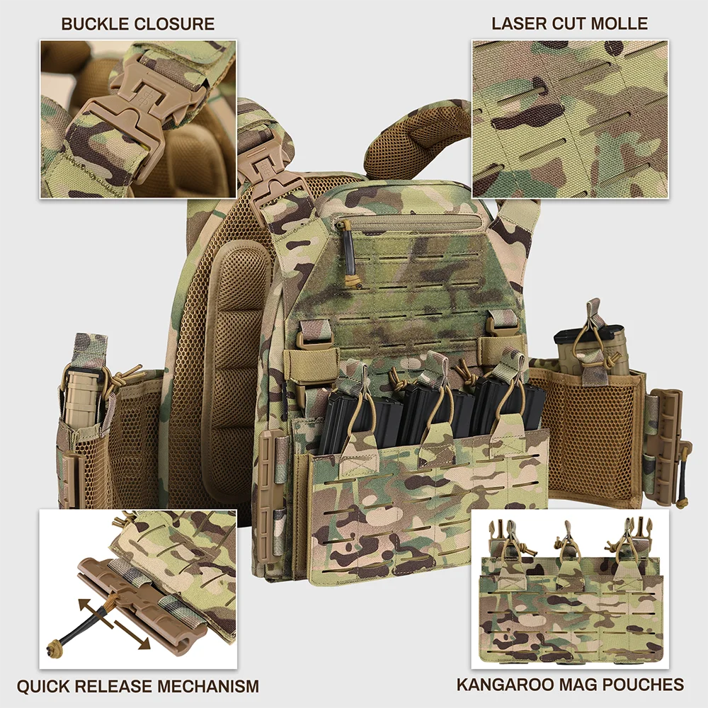 Outdoor 1000d Nylon Quick Release Tactical Vest Multi-purpose Molle ...