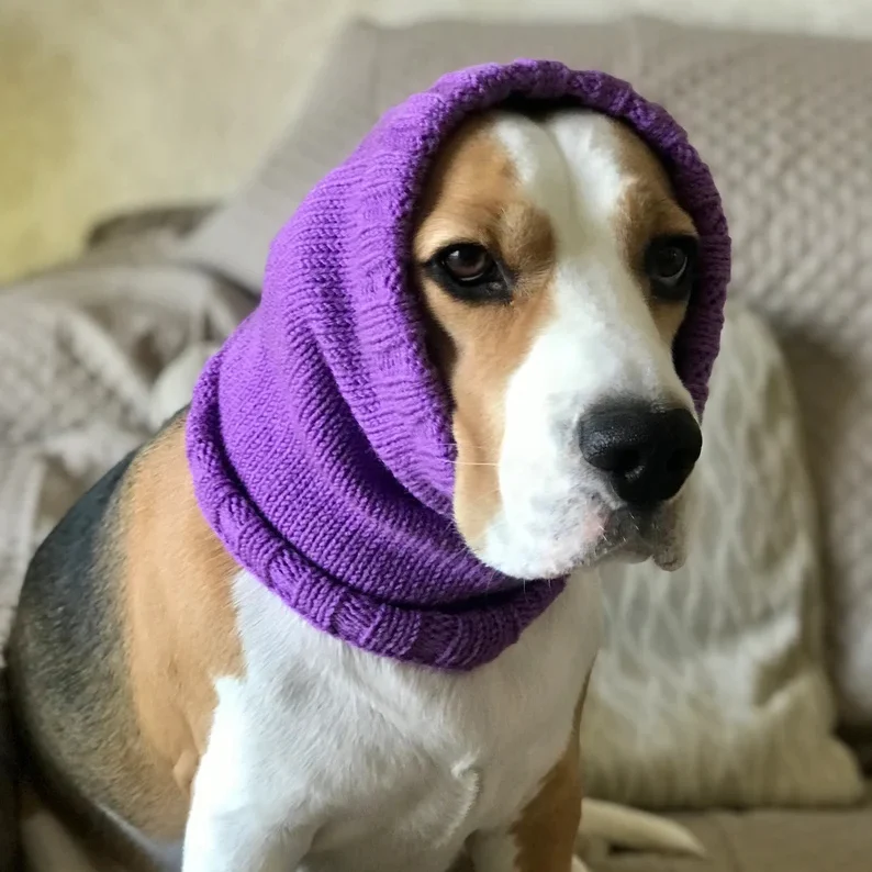 Y-Z Knitted Snood for Long Ears Dogs Basset Hound Beagle Spaniel Snood Hat  for Pets Dogs