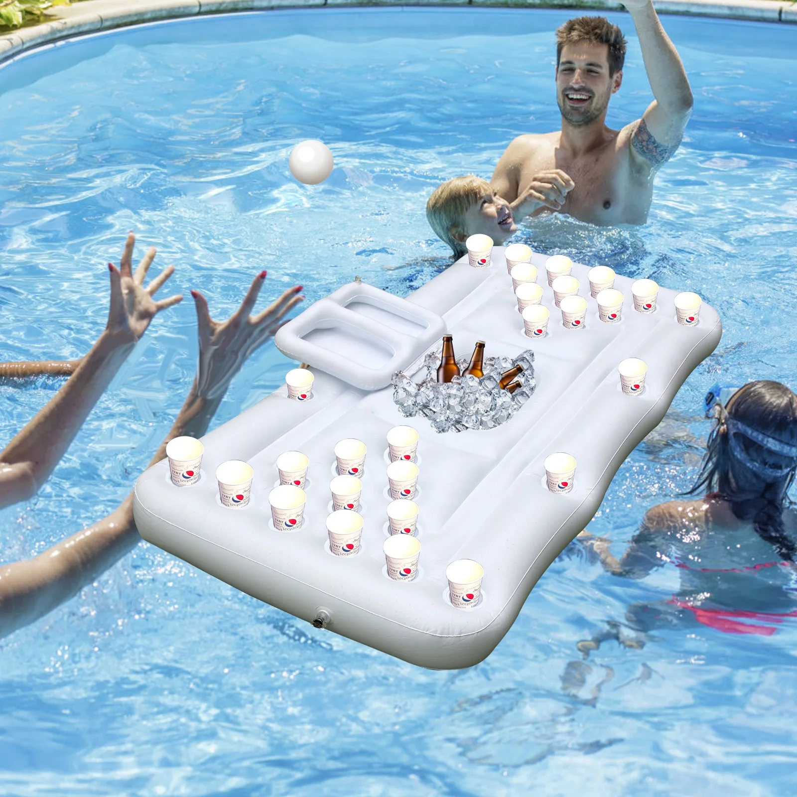 Inflatable Beer Game Pool Rafts Barge Summer Party Pool Float Set for  Cooler Entertainment