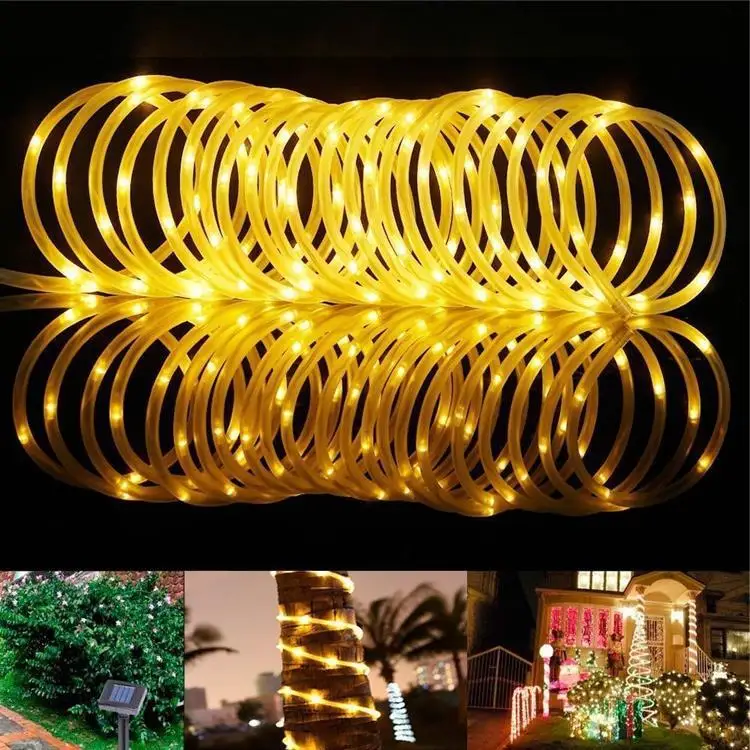 100 LED Solar Power String Fairy Light Rope Tube Lamp Garden Yard Party Lighting 