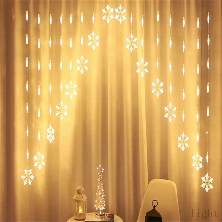 Colorful Xmas Inverted V Snowflake LED String Curtain Light Flashing Holiday Party Connectable Wave Fairy Decoration