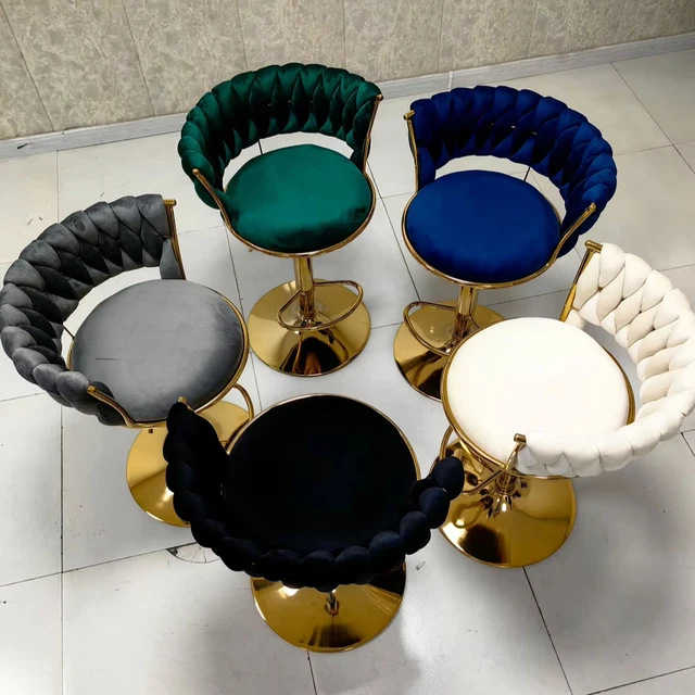 Wholesale Modern  Bar Chair Luxury High Counter Table Gold Metal Stool for Dining & Hotel Use