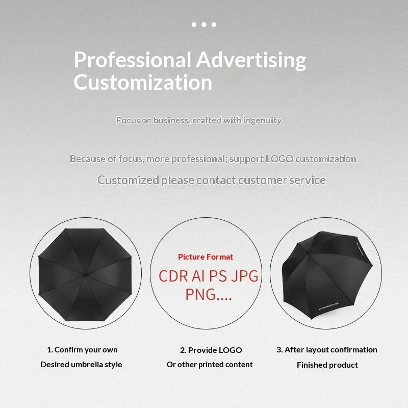 Black Umbrella Manufacturer Wholesale Custom 23-inch Reinforced Double-bone Long-handled logo Printing Curved Handle preview 5
