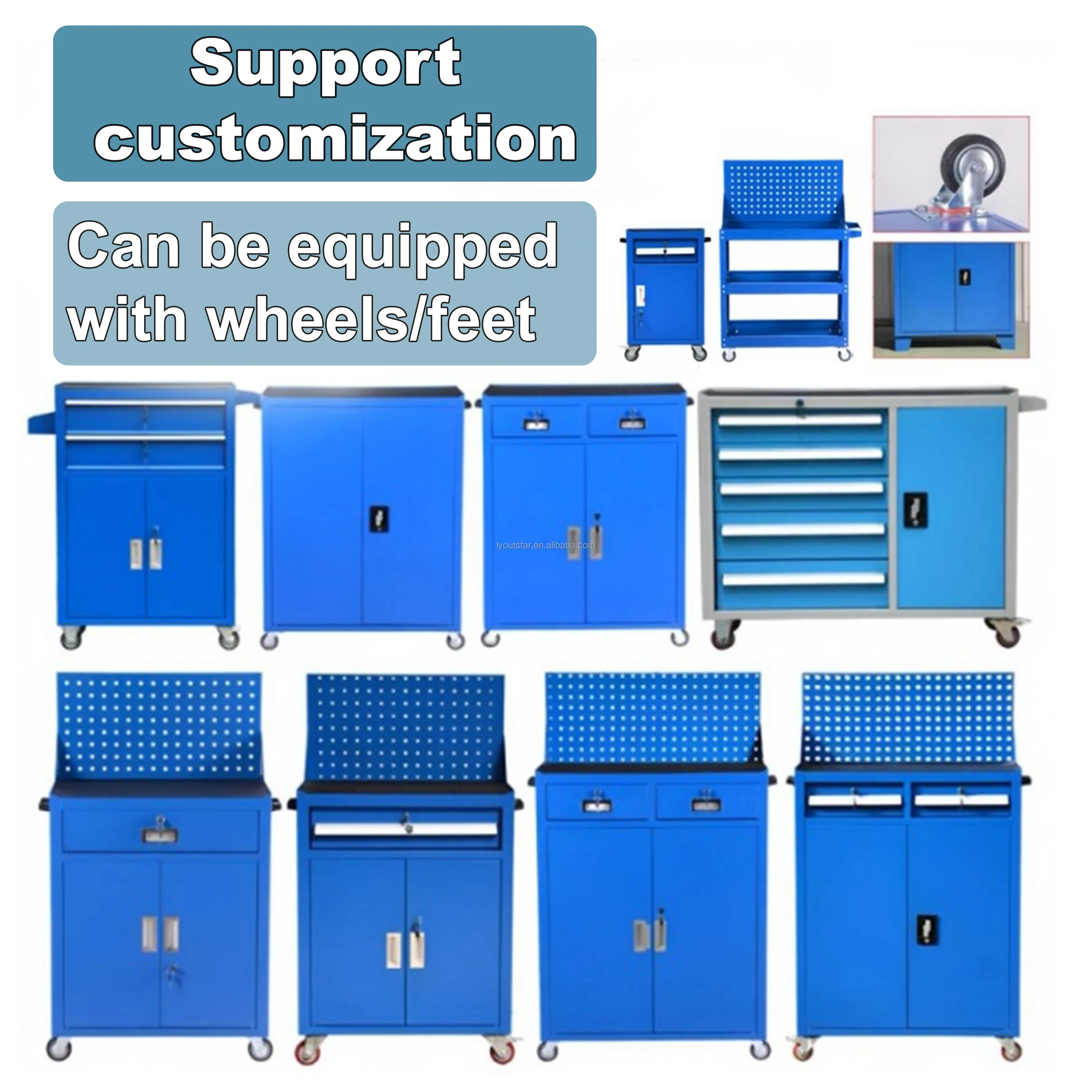 Multi-Function Steel Rolling Workbenches for Garages & Workshops Wheeled Storage Tool Chest Cabinet Hardware Tools