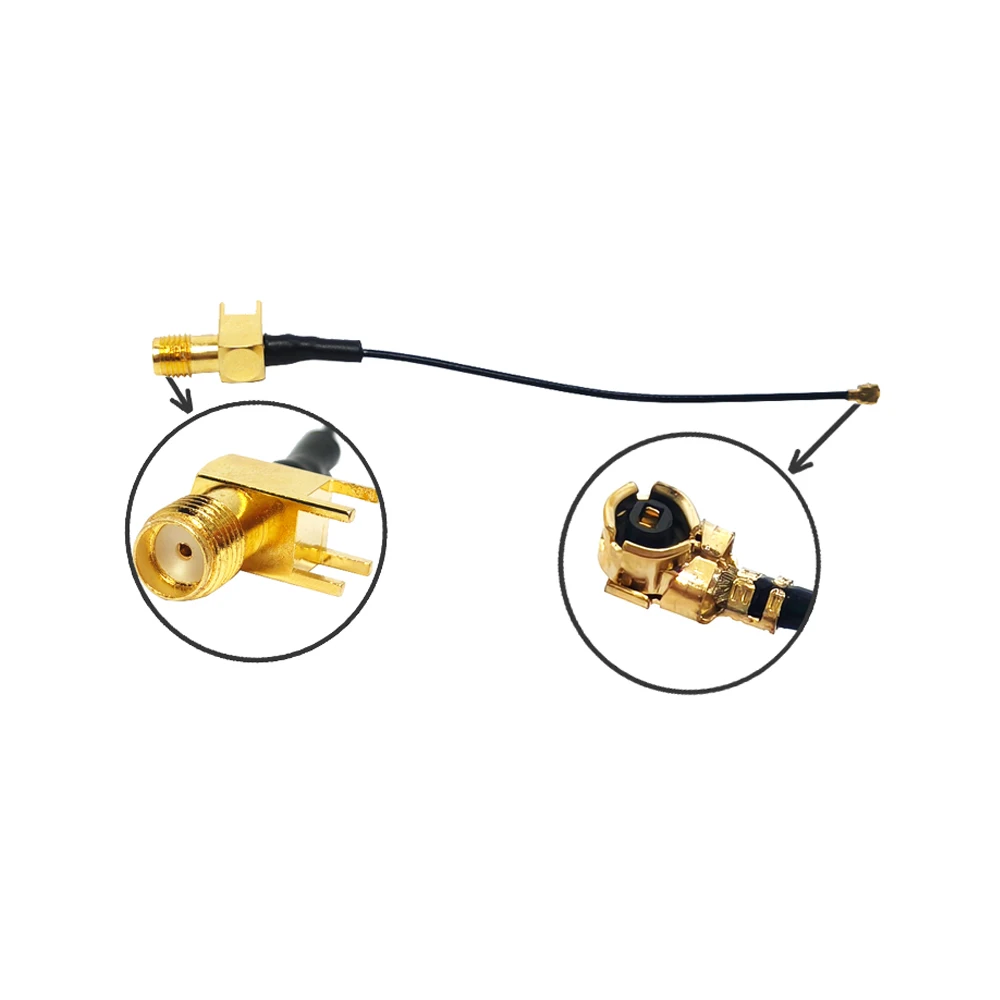 10cm SMA Female 90 Degrees Right Angle PCB Panel Mount to U.FL UFL for 1.13 1.13mm 1.37mm RF Cable Assembly