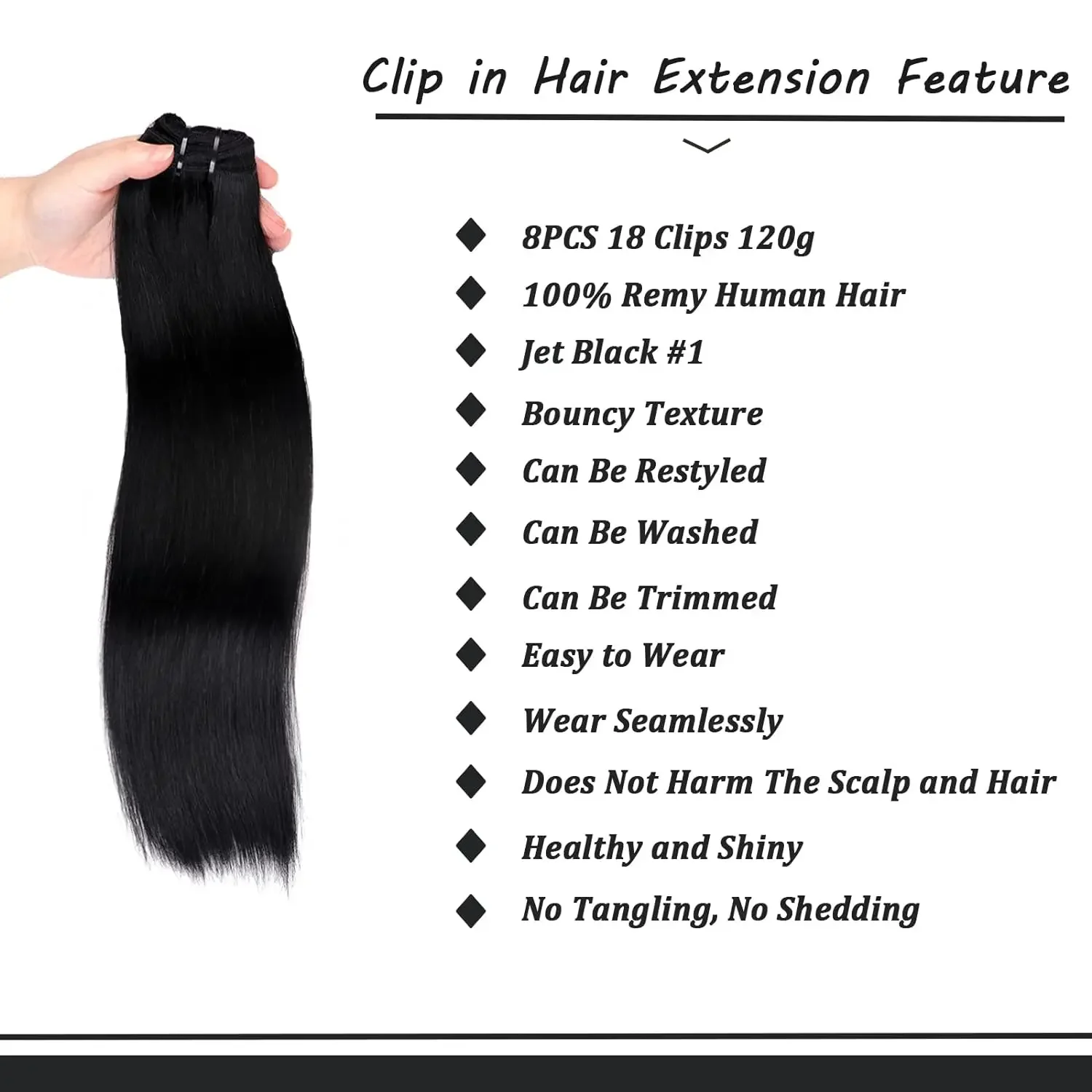Extensões de cabelo humano liso remy brasileiro com clipe_voghion.com