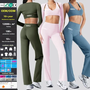 Custom Organic Cotton Quick Drying Breathable Long Sleeved Sport Wear Women Gym Fitness Leggings Suit Slim Fit T Shirt Yoga Set