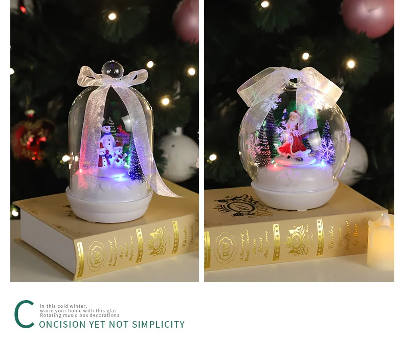 commercial christmas decorations figurine santa claus decorative musical lantern with snow music box landscapes details