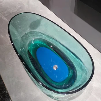 Popular Design Free Standing Solid Surface Resin Stone Clear Acrylic transparent Bathtub