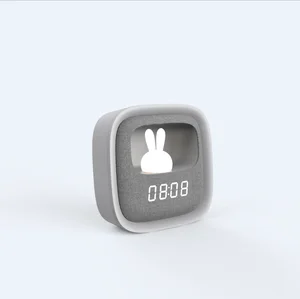 Bunny Cartoon Digital Alarm Clock with LED Dimmable Night Light for Student Kids