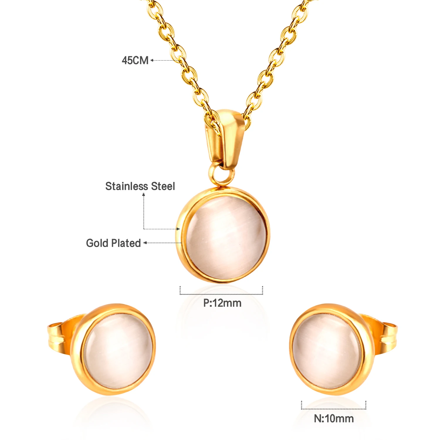 Jewelry Sets Customize 18k Gold Waterproof Plated 316stainless Steel