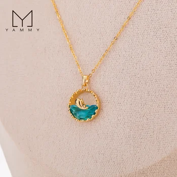 Hot Sales Valentine's Day Gift Brass Copper Gold Plated Women Elegant Animal Dolphin Pendant Necklace