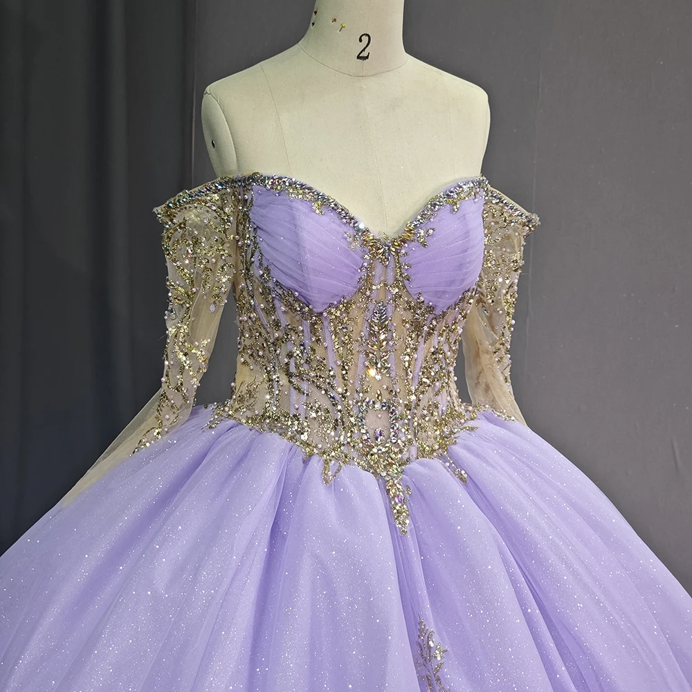 lilac and gold quinceanera dresses Lilac Sweetheart Sleeveless Quinceanera Dresses with Appliques, Lilac / 4 main image 1