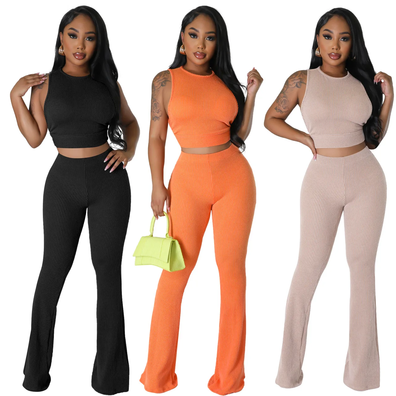 Club Outfits For Women Sexy Side Cut Wide Leg Pants Set Fall Women ...