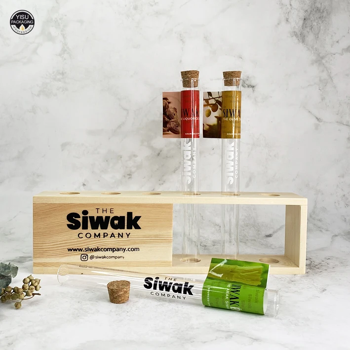 Siwak Sewak Miswak Stick Custom Packaging Glass Tube w Screw Cap or Cork