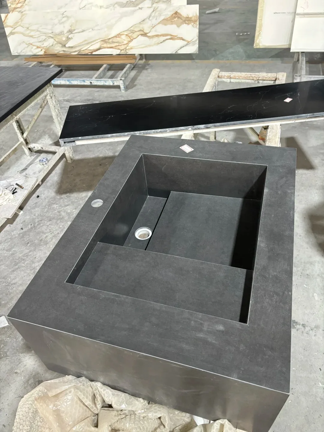 product modern elegant polished travertine integrated basin sink waterproof feature for villas bathroom and shower room-4