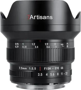 7artisans MF 7.5mm F3.5 APS-C 205 Ultra Wide-Angle Manual Fisheye Lens, Compatible with Canon EF DSLR Lens