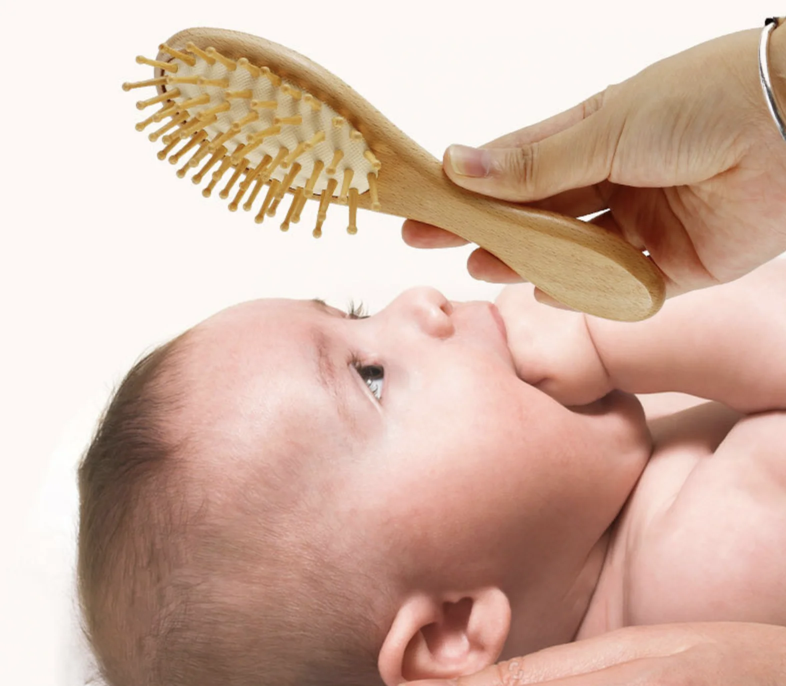 Оптовая продажа, натуральная мягкая деревянная щетка-колыбель из козьей щетины, Детская щетка и расческа для новорожденных, малышей