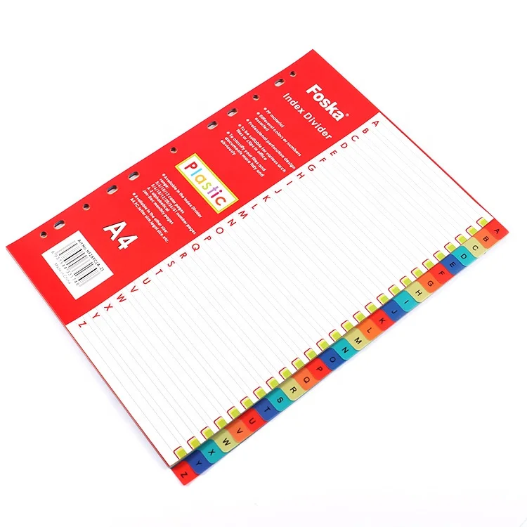 Pack Of 8 A4 Vanilla A-Z Tab Dividers - Multi-Punched Ring Binder Index  Cards, 160gsm Card