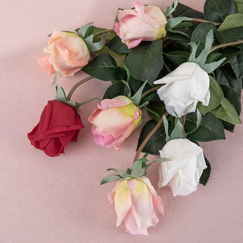 Wholesale High Quality Real Touch Latex Coated Rose Buds Flower Silk