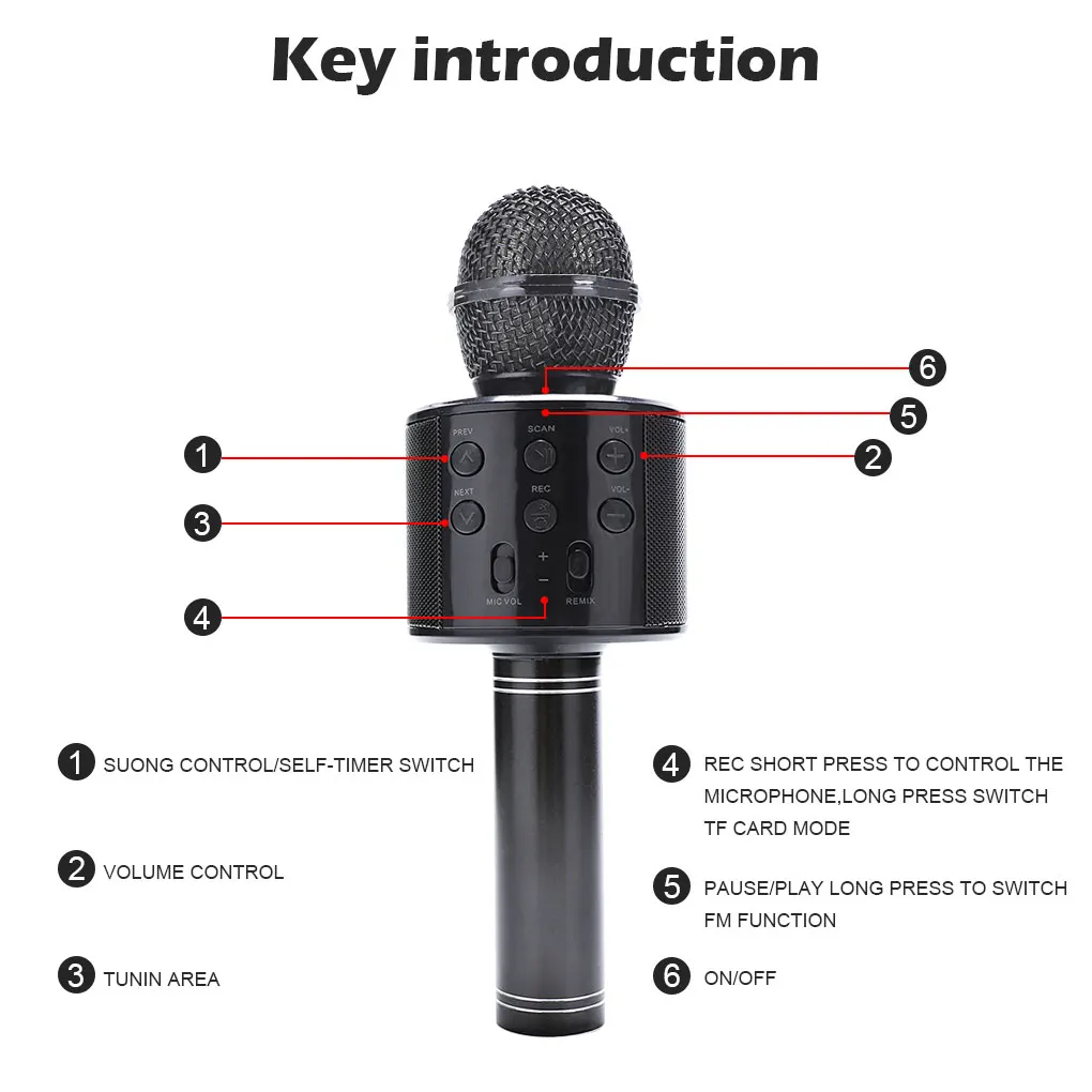 WS858 Portable Karaoke Microphone Wireless Professional Speaker