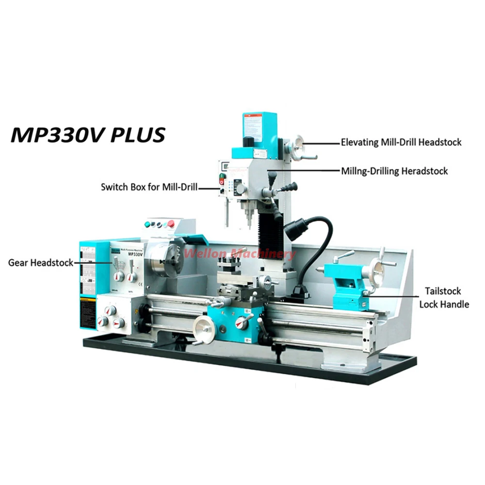 Multi Purpose Machine MP330G PLUS MP330V PLUS Combination Bench Lathe Machine for Turning Milling and Drilling