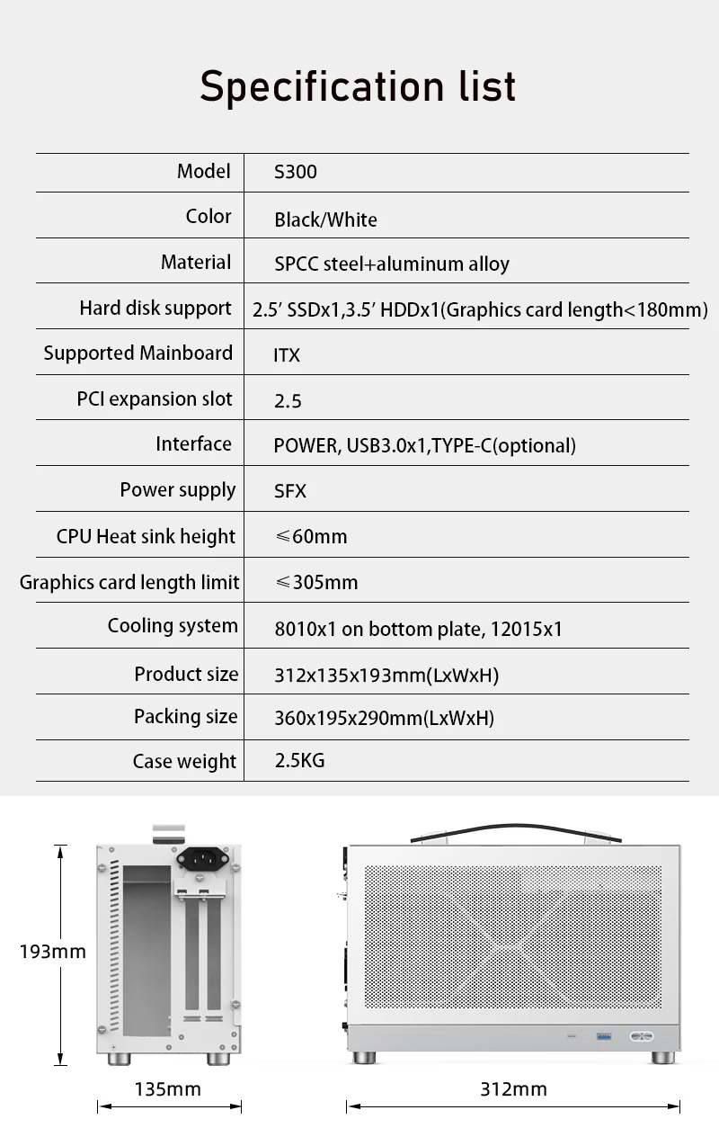 Kinvede S300 Itx Compact Case All Aluminum Suitcase Portable Desktop