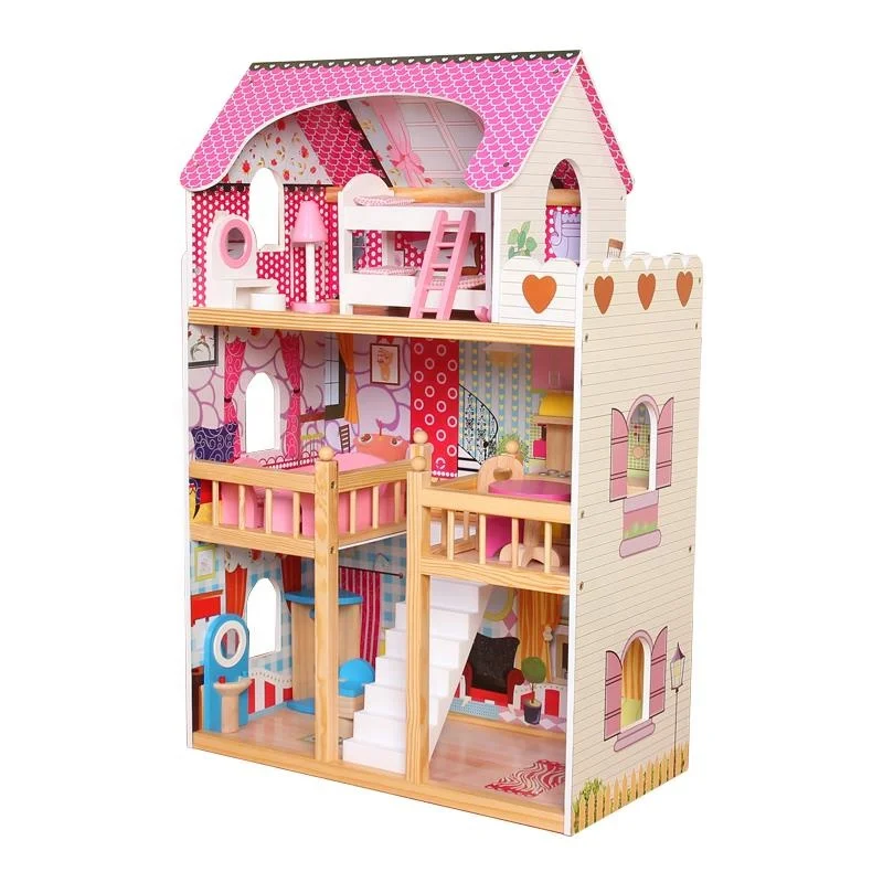 Casa delle bambole in legno fai finta di giocare a mobili per case