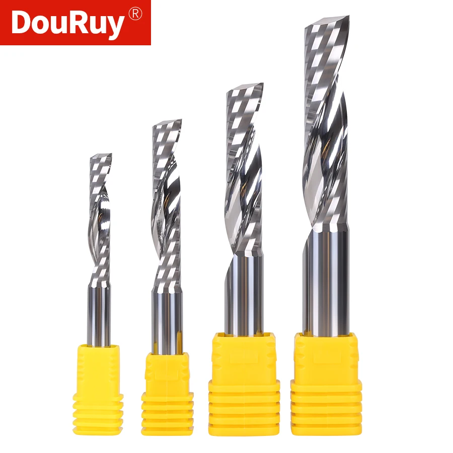 thumbnail image 2 of Solid Carbide Spiral Bit Bosch 1/4 X 1 Inch Solid Carbide Downcut Spiral Bit - 2-Flute Router Bit For CNC & Woodworking 1/4 Inch Shank Bit 2 of 14