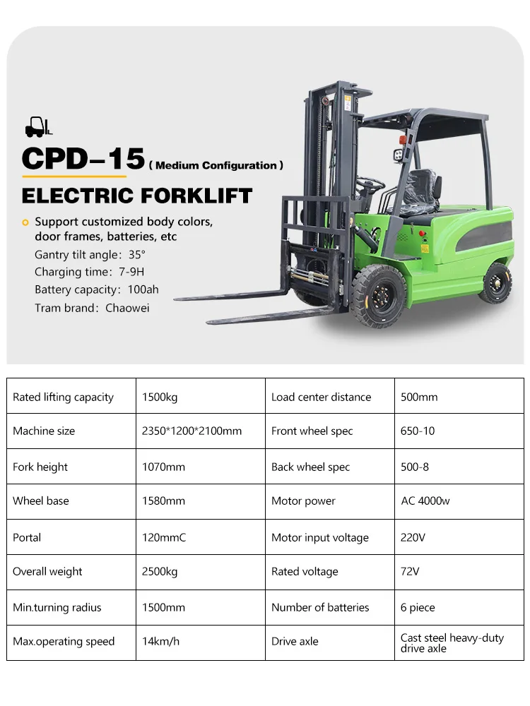 1500KG Electric Forklift