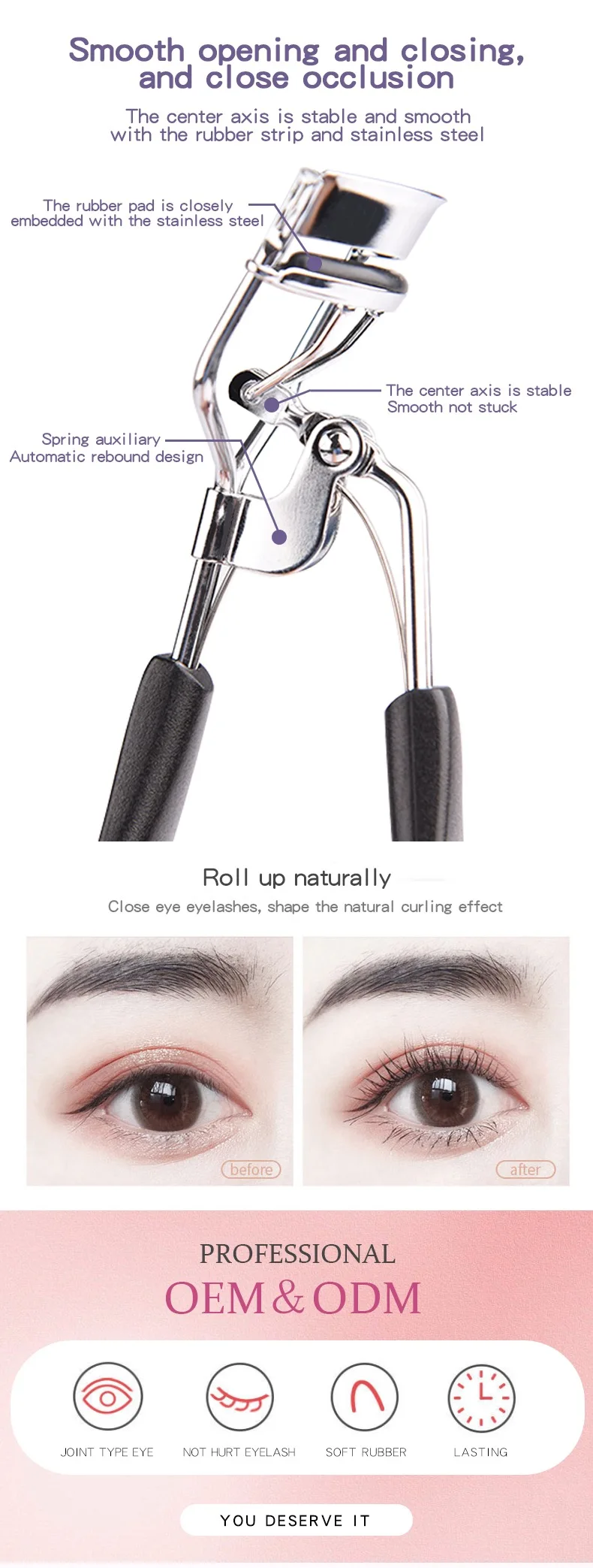 Wholesale Strong Durable Fashion Colorful Eyelash Curler Beauty Custom