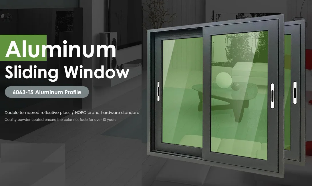 Sliding Glass Office Reception Windows Residential Double Glazing Aluminum Small Sliding Windows