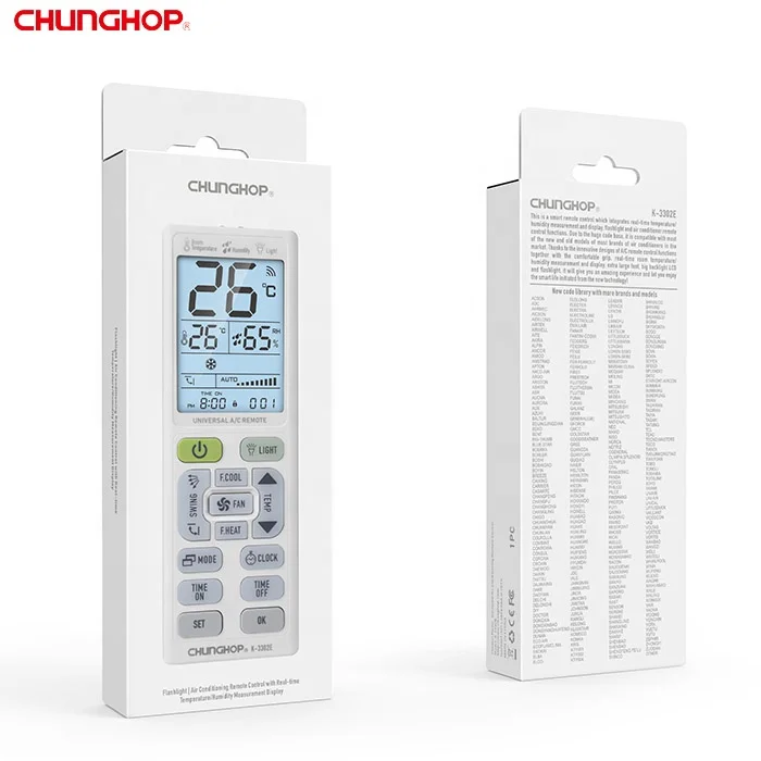 K-3302E Customized Universal Global Smart Lcd air Conditioner Remote with Humidity and Temperature Monitoring
