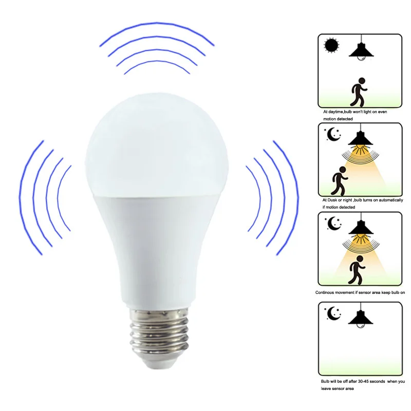 Radar Motion Sensor Bulb Led 5w 7w 9w 12w Security Light Bulb Outdoor/indoor Buy Led Bulb